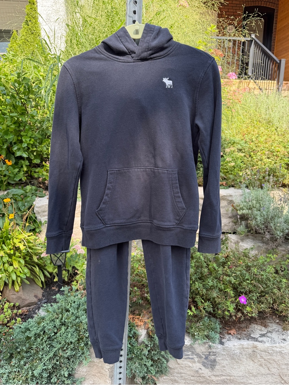 Abercrombie Kids Size 13/14 Sweatsuit Navy Blue Hoodie Sweatshirt & Joggers EUC